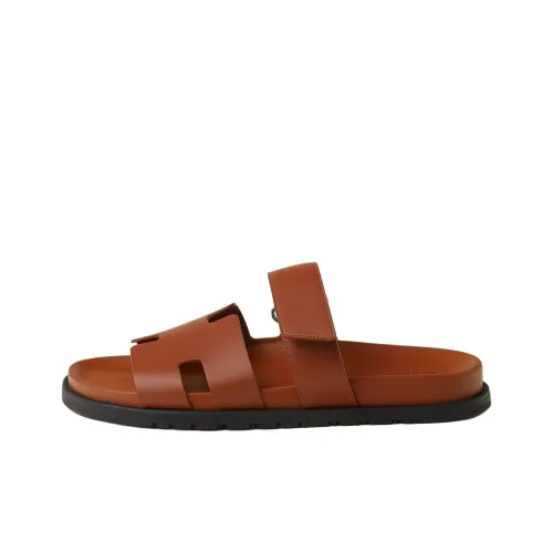 HERMES Chypre Slide Slippers Men's Brown