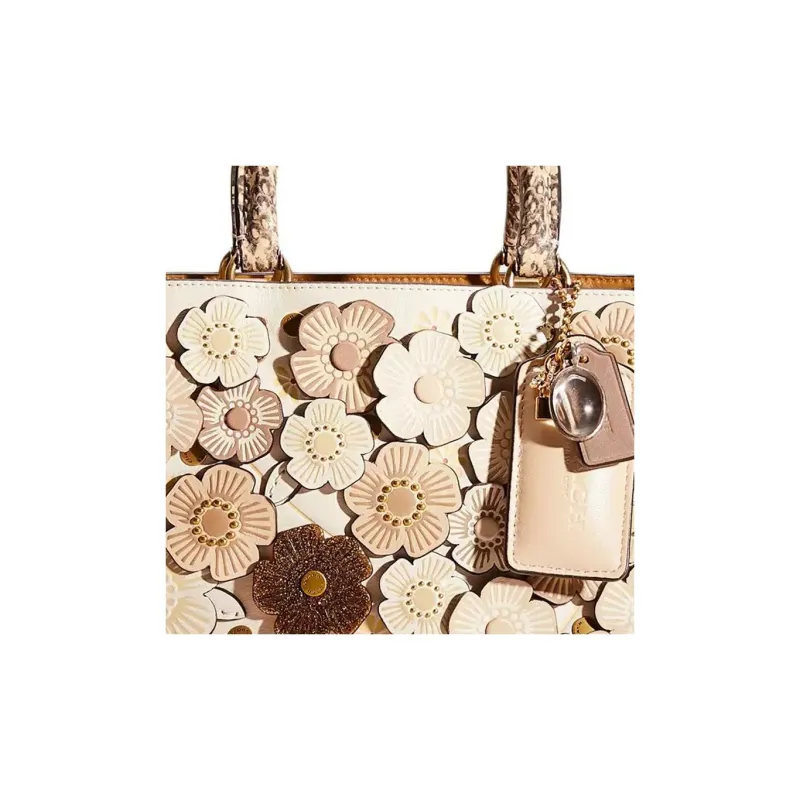 COACH Rogue Leather One Shoulder Handbags Medium Size Women's Chalk-3