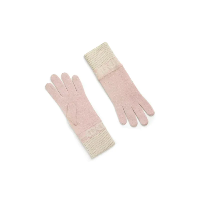 HERMES Cashmere Knit Gloves Women's Pink-2