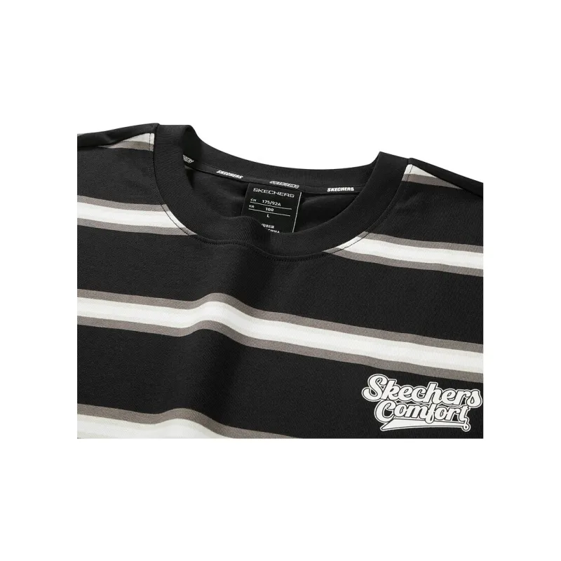 Skechers Colorful T Shirt Unisex Black With Gray And White Stripes-2
