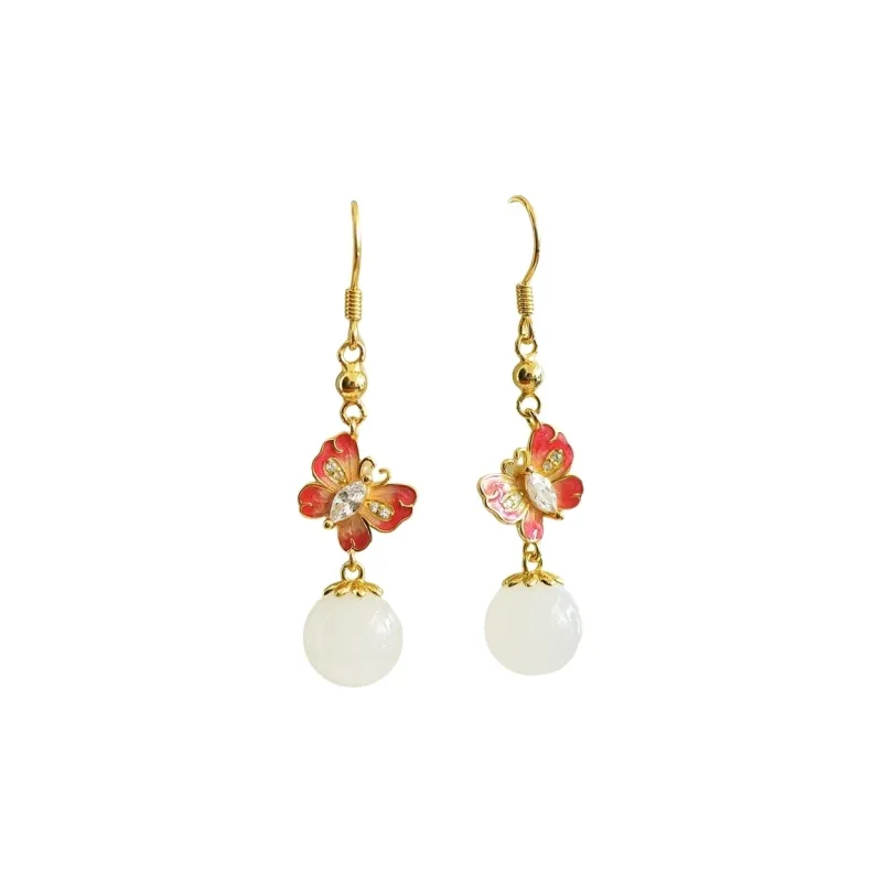 Gifts Hetian Jade Earrings White Jade Unisex-0