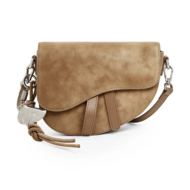 Teenmix Split Cow Leather Saddle Bag, Crossbody Bag, Shoulder Bag Trumpets Women's Coffee/Brown/Latte/Black-17