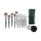14 Pcs Green Rhythm Bare Brush+Green PU Brush Bag+Brush Case