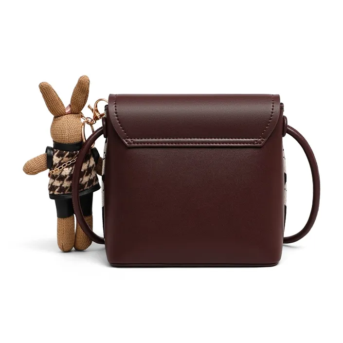 MILLIE'S Fabric Shoulder Bag, Crossbody Bag, Bucket Bag Women's Chessboard Coffee-3