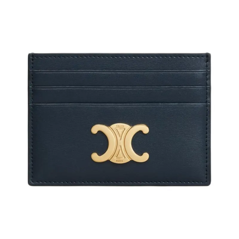 CELINE Triomphe Calfskin Card Holder Women's Marine Blue-0