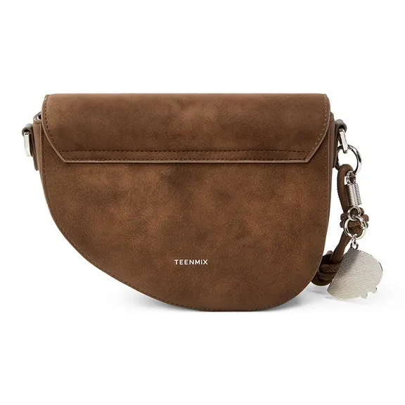 Teenmix Split Cow Leather Saddle Bag, Crossbody Bag, Shoulder Bag Trumpets Women's Coffee/Brown/Latte/Black-2