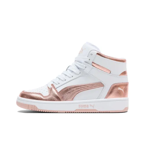 PUMA Rebound Layup Anti Slip Wear Resistant Mid Top Skateboard Shoes Women's Pink White