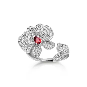 HEFANG All Things Spiritual Collection 925 Sterling Silver Moth Orchid Ring Women's
