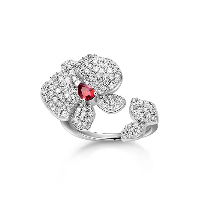 HEFANG All Things Spiritual Collection 925 Sterling Silver Moth Orchid Ring Women's-0