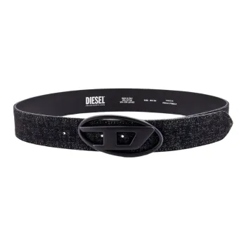DIESEL Logo Buckle Embellished Denim Belt