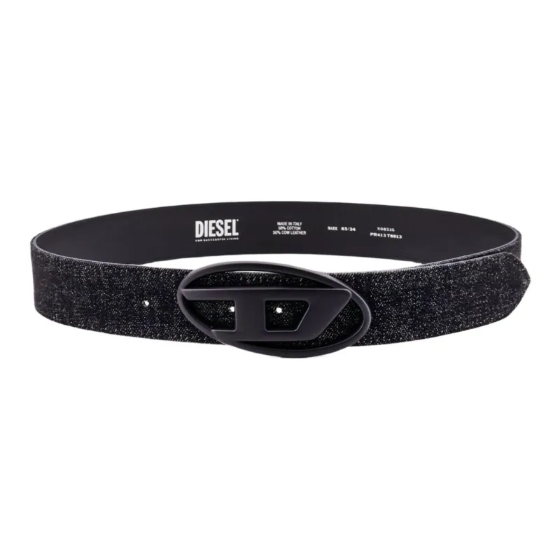 DIESEL Logo Buckle Embellished Denim Belt-0