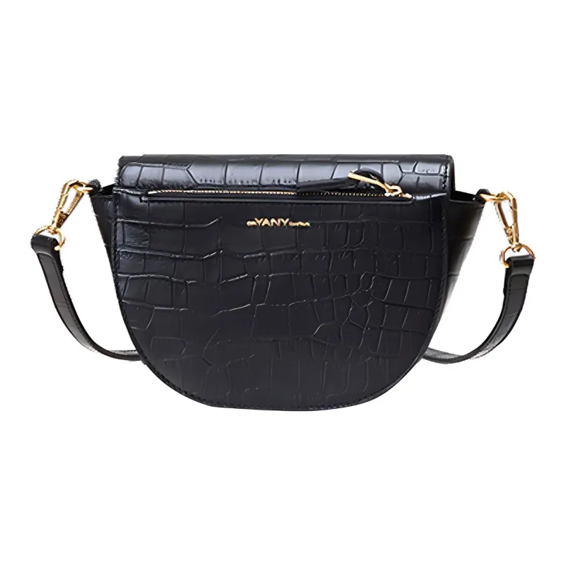 ORYANY Cow Leather Saddle Bag Shoulder Bag Crossbody Bag Regular Women's Black-3