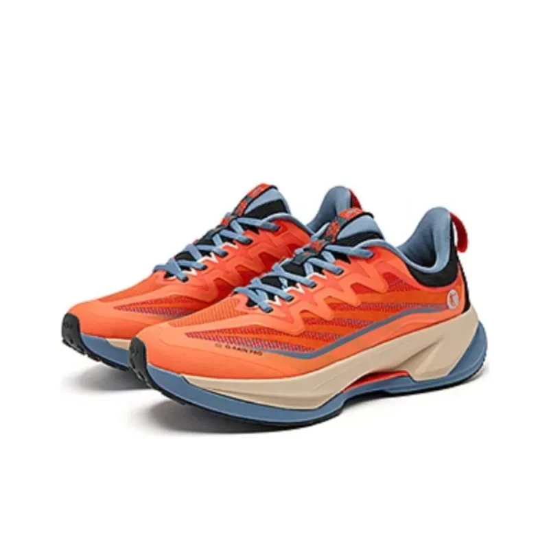QIAODAN Imperial Mountain Anti Slip Wear Resistant Low Top Trekking Shoes Men's Orange Blue-2