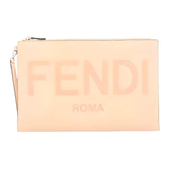 FENDI Leather Clutch Large Size Women's Pink