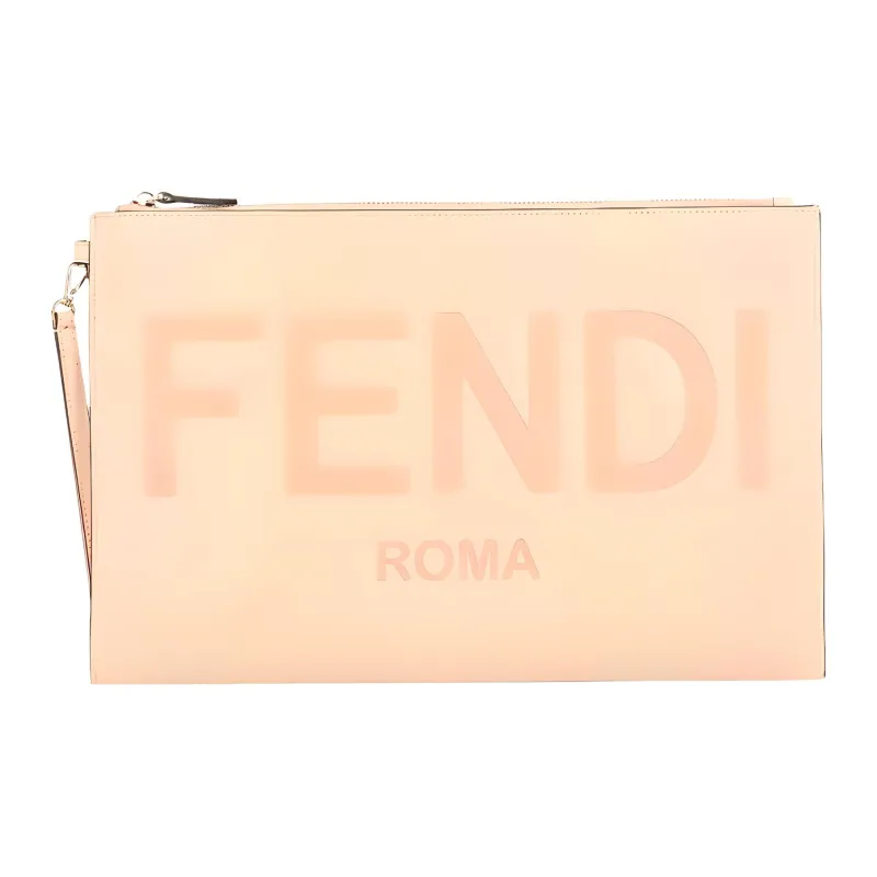 FENDI Leather Clutch Large Size Women's Pink-0