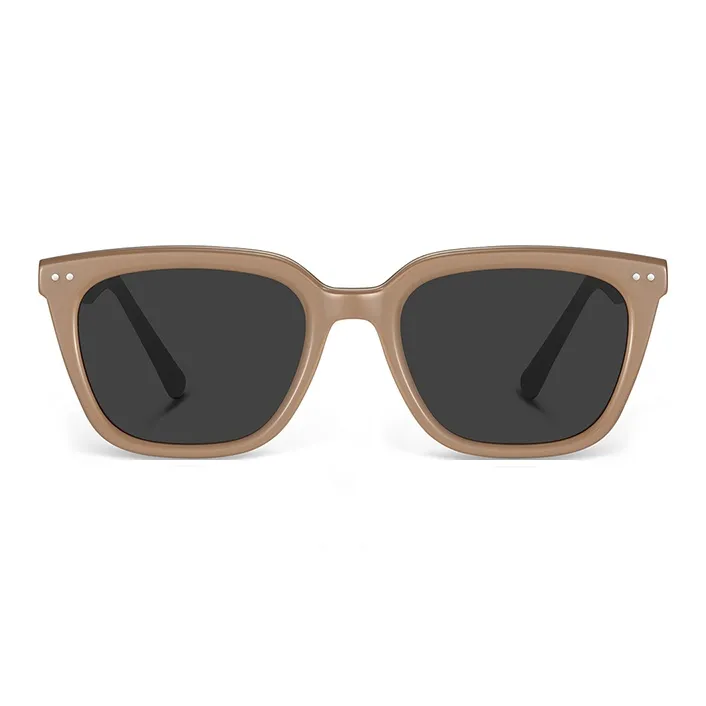 LOHO Plate Frame Square Travel UV Protection Photography Sunglasses Unisex Black Milk Tea Camel-9
