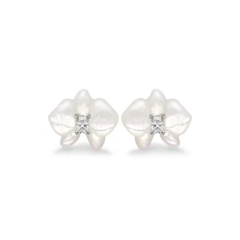 HEFANG All Things Spiritual Collection 925 Sterling Silver Mother Of Pearl Orchid Earrings Women's