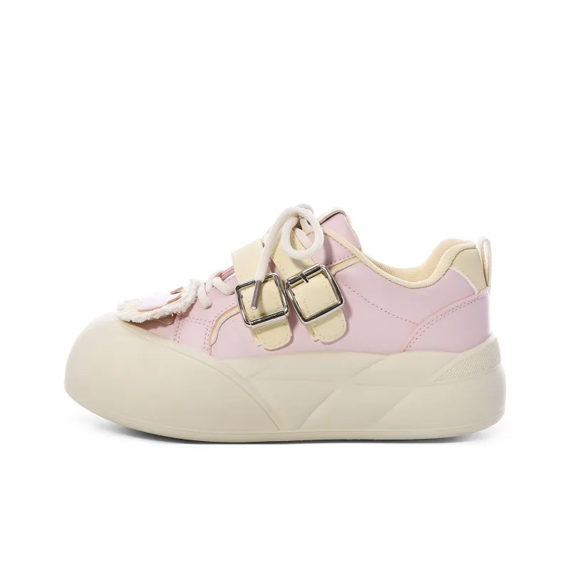 Lovely You Wear-resistant And Lightweight Low-Top Skateboard Shoes Women's Yellow Pink-1