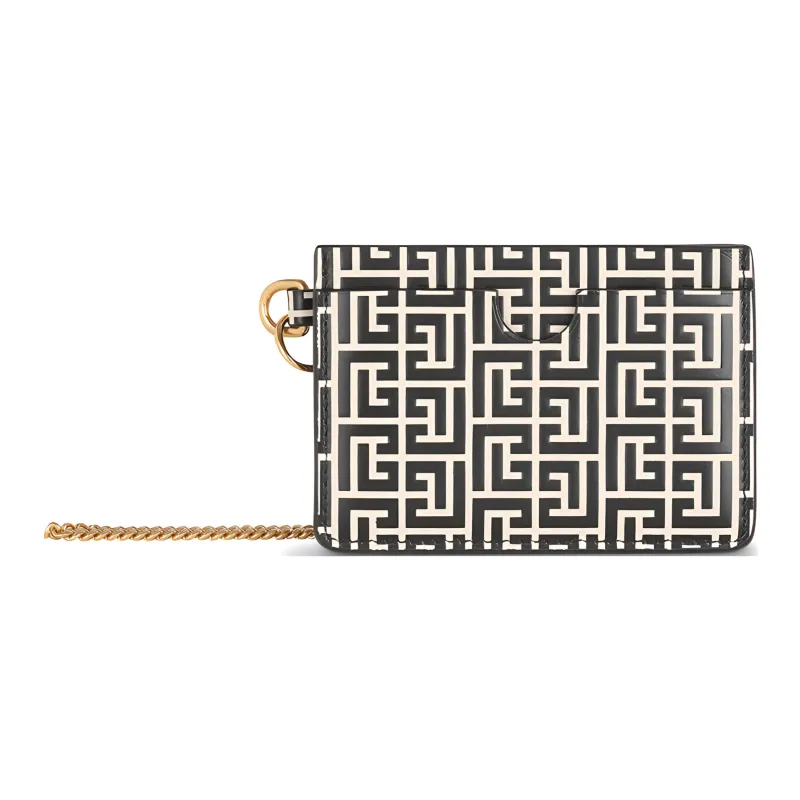 BALMAIN Calfskin Coin Purses Card Holders Women's Black-1