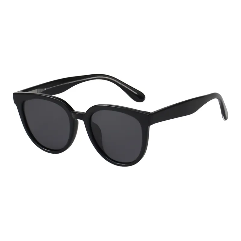 LOHO TR90 Round Travel Photography Super Light Spring Blush Fresh Look Slim Face Sunglasses Unisex Bright Black Caramel-0