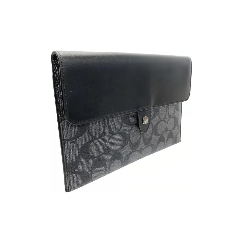 COACH Tablet Canvas With Leather Card Holder, Wallet Medium Size Men's Black-1