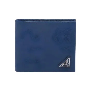 PRADA Saffiano Saffiano Leather Wallet Men's Dark Purple Blue