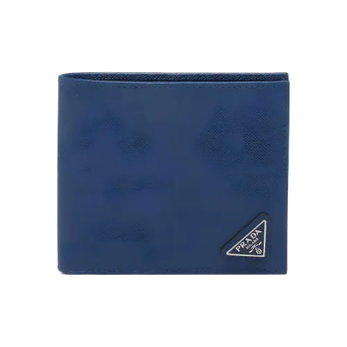 PRADA Saffiano Saffiano Leather Wallet Men's Dark Purple Blue