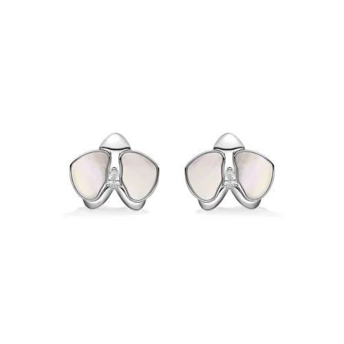 HEFANG All Things Spiritual Collection 925 Sterling Silver Moonlight Butterfly Orchid Stud Earrings Women's