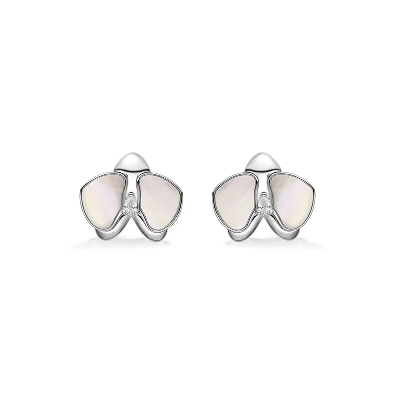 HEFANG All Things Spiritual Collection 925 Sterling Silver Moonlight Butterfly Orchid Stud Earrings Women's-0