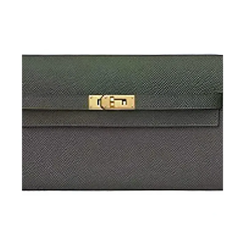 HERMES Kelly To GoKelly Epsom Leather One Shoulder Handbag Crossbody Bag Women's Gray Green-3