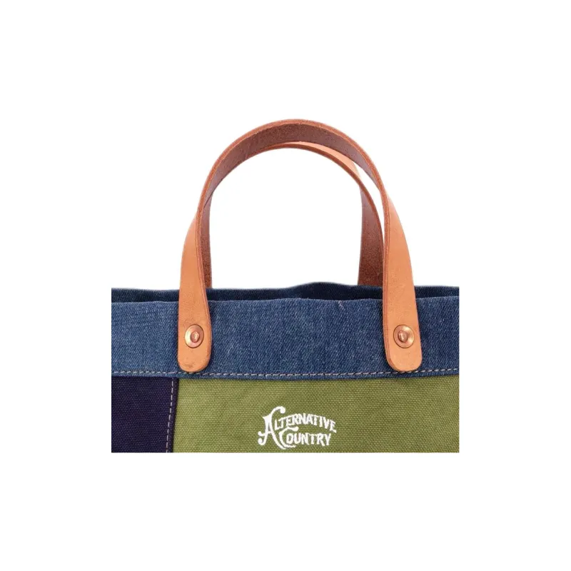 Alternative Country Washable Canvas Bag, Tote Bag, Shopping Bag, Handbag Regular Unisex Green & Dark Blue-3