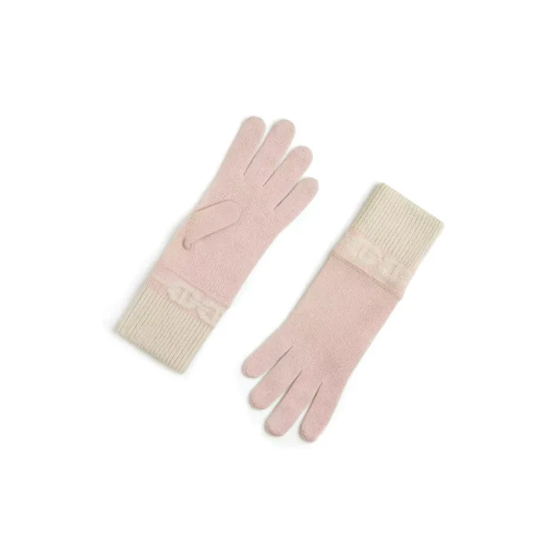HERMES Cashmere Knit Gloves Women's Pink-1