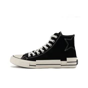 LARA STAR Anti Slip And Wear Resistant Lightweight High Top Canvas Shoes Unisex White Black