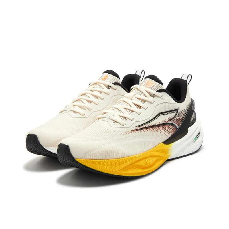 361° Cushioning Wear Resistant Low Top Casual Running Shoes Men's Beige Yellow-2