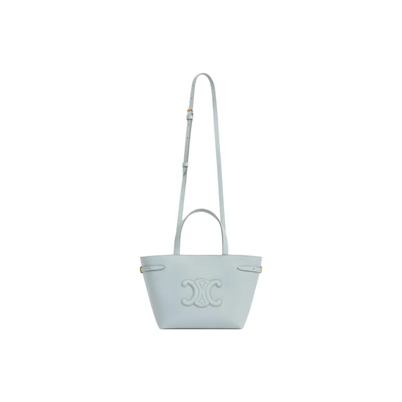CELINE Cuir Triomphe Calfskin Tote Bag, Shopping Bag, Shoulder Bag, Crossbody Bag, Handbag Mini Women's Ice Blue-2