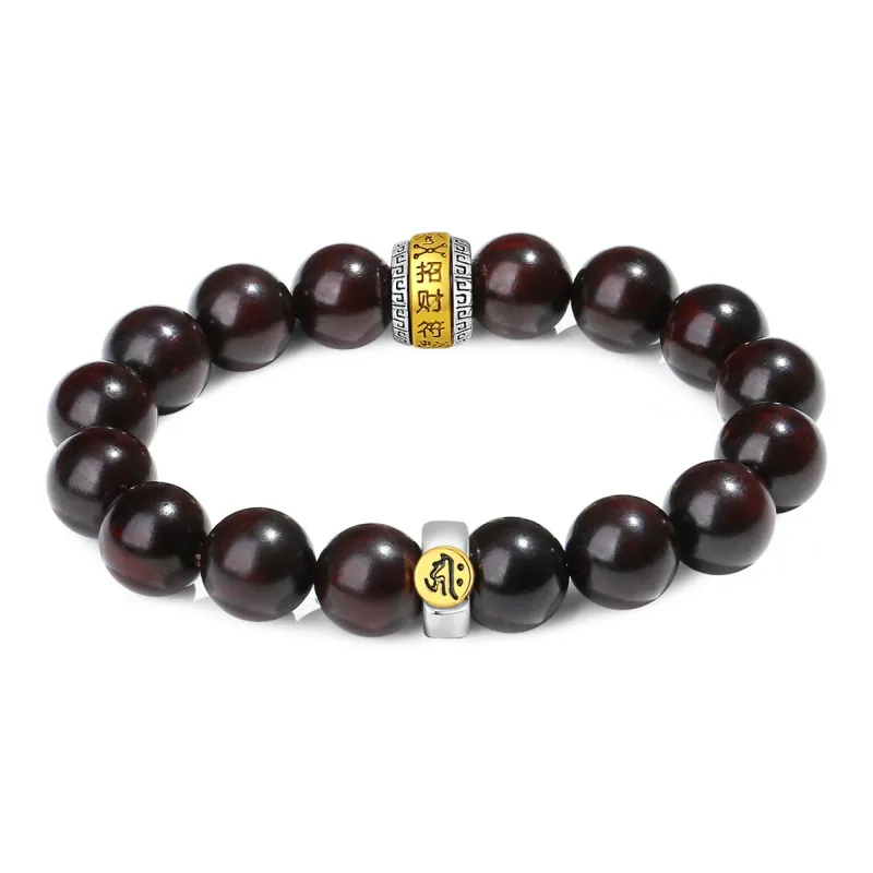 PUTUOSHANWENCHUANG Small Leaf Red Sandalwood Bracelets Unisex-13