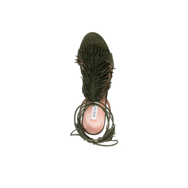 AQUAZZURA Gytane One Strap Sandals 8.5cm Women's Green-4