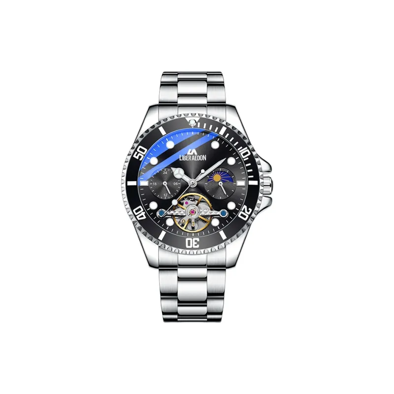 LIBER AEDON Automatic Mechanical Movement Black Dial Men's Watches Brand Exquisite Box-4