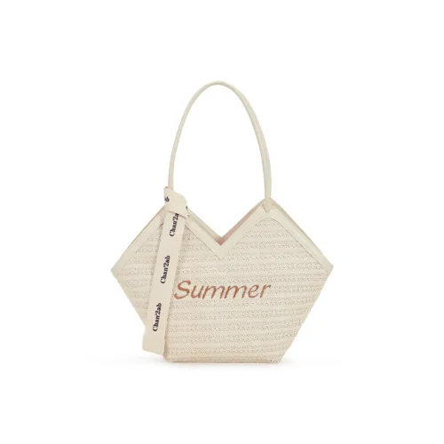 Old Man's Head Fabric Straw Woven Tote Shoulder Bag Women's Ecru