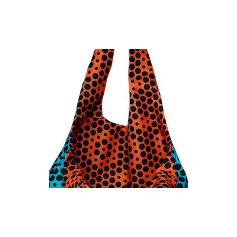 GAGA EQUIPMENT Nylon Tote Bag, Shopping Bag, Handbag, Shoulder Bag Trumpets Unisex Blue Orange Polka Dot-2