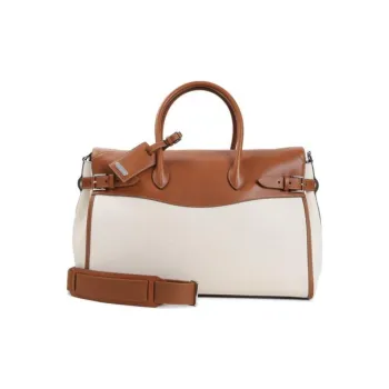 Ralph Lauren Canvas Tote Bag Shopping Bag Handbag Large Size Women's Beige & Brown