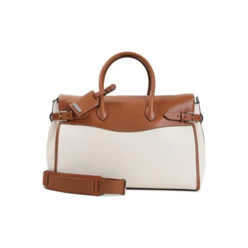Ralph Lauren Canvas Tote Bag Shopping Bag Handbag Large Size Women's Beige & Brown