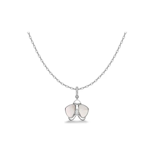HEFANG All Things Spiritual Collection 925 Sterling Silver Moonlight Moth Orchid Collarbone Chain Women's