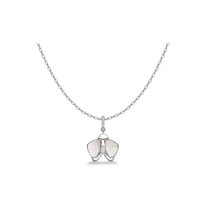 HEFANG All Things Spiritual Collection 925 Sterling Silver Moonlight Moth Orchid Collarbone Chain Women's-0