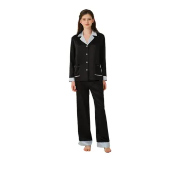 SILKY MIRACLE Pajama Set Women's Sparkling Black & Light Blue