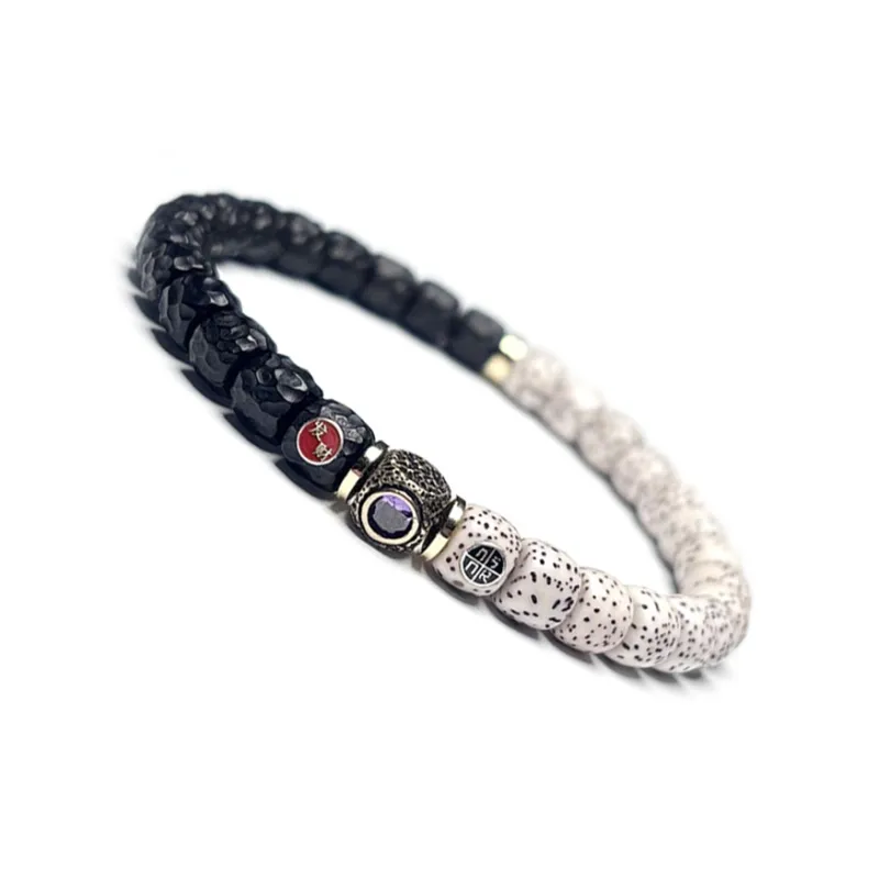 MOUNTAINS AND MANS Coconut Shell Beads New Chinese Style Good Luck Beaded Bracelet Unisex-1
