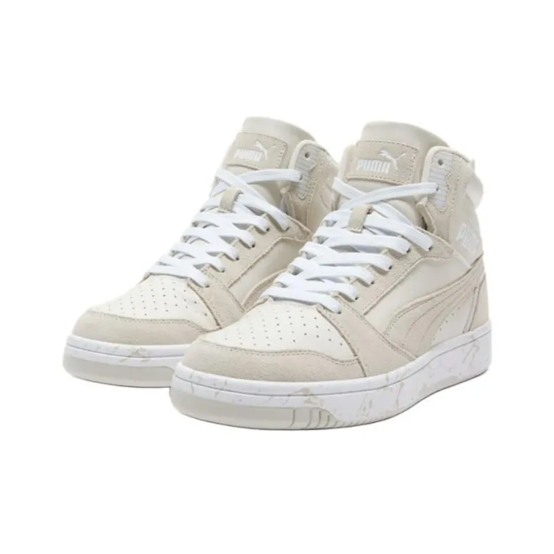 PUMA Rebound V6 Anti Slip Wear Resistant High Top Skateboard Shoes Men's Gray White-2