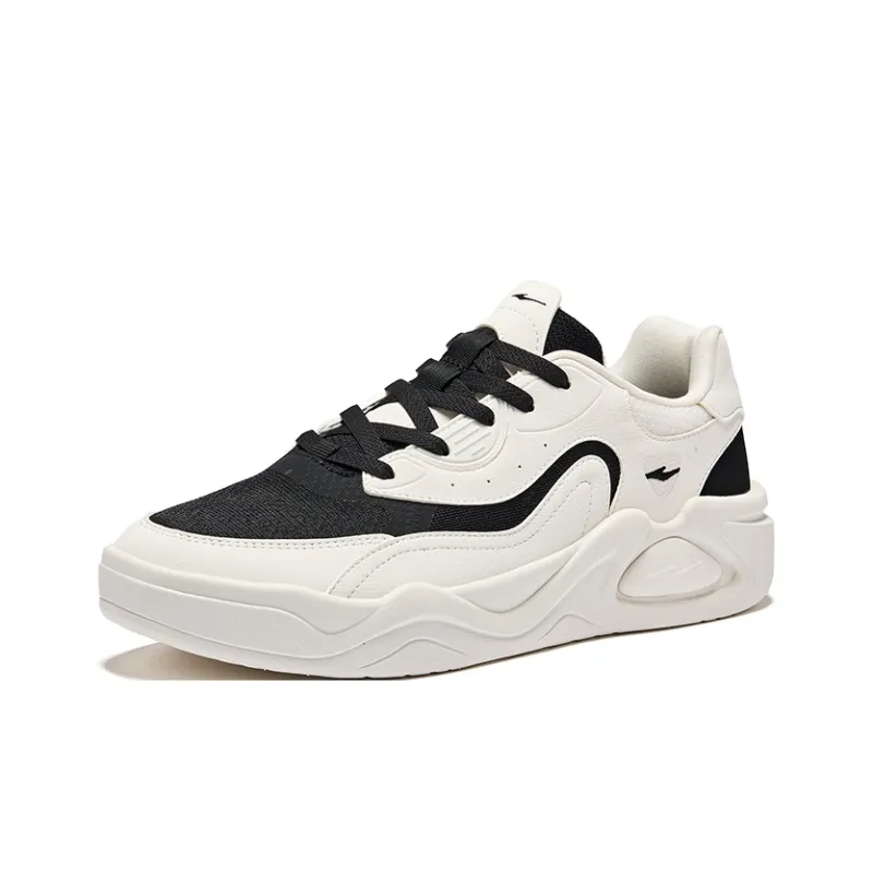 Erke The Clouds Come Wear-Resistant Slip-Resistant Low-Top Skateboard Shoes Men's Microcrystal White/Jet Black-2
