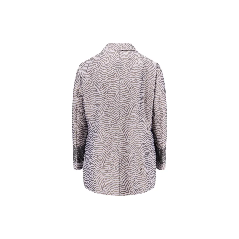 GIORGIO ARMANI Jacquard Viscose Silk And Linen Single breasted Jacket-1