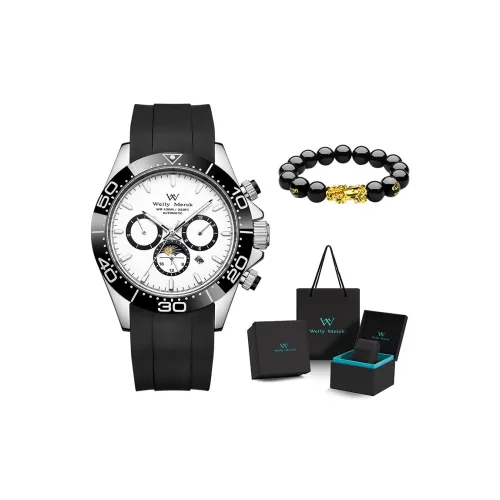 Welly Merck Automatic Mechanical Movement Rubber Strap Watch Men's Watches Black Dial